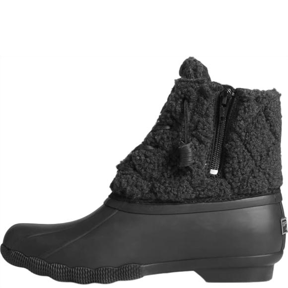 NEW SPERRY women's saltwater sherpa bootie in black - Picture 2 of 5